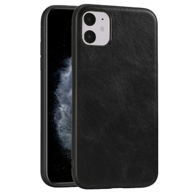 Hoesje voor iPhone 11 Pro Grijs Zwart Elegant Leereffect