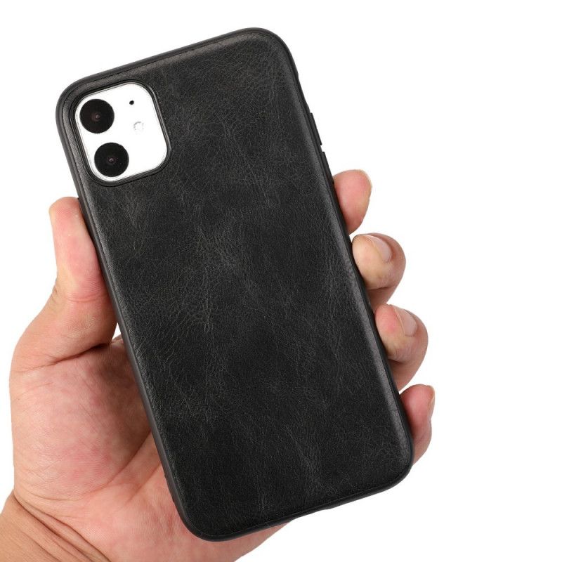 Hoesje voor iPhone 11 Pro Grijs Zwart Elegant Leereffect