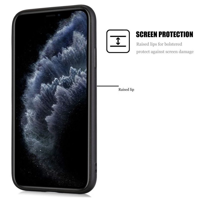 Hoesje voor iPhone 11 Pro Grijs Zwart Elegant Leereffect