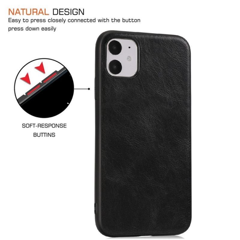 Hoesje voor iPhone 11 Pro Grijs Zwart Elegant Leereffect