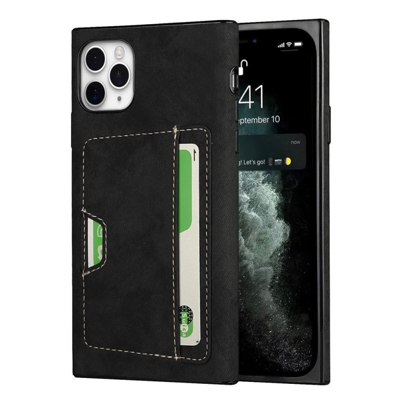 Hoesje voor iPhone 11 Pro Grijs Zwart Siliconen En Fluwelen Kaarthouder