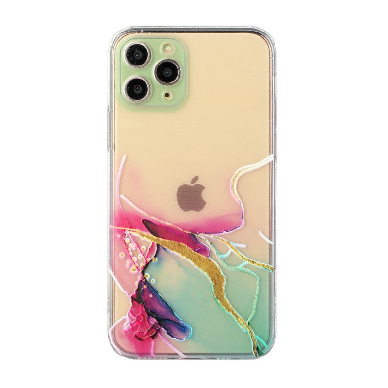Hoesje voor iPhone 11 Pro Magenta Wit Artistieke Flexibele Siliconen