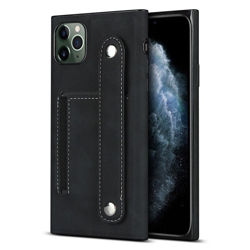 Hoesje voor iPhone 11 Pro Rood Zwart Kaarthouder En Riem
