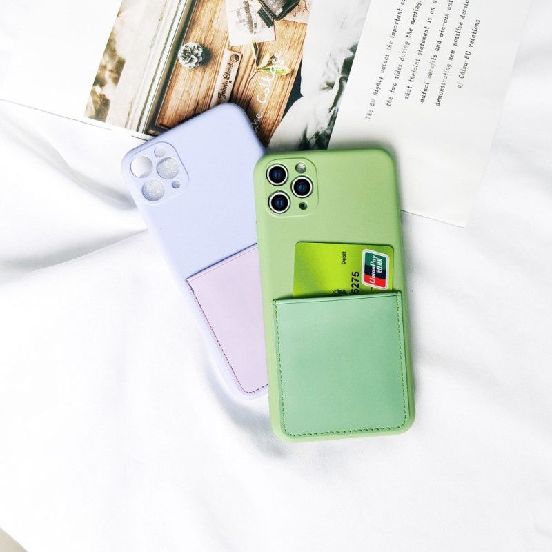 Hoesje voor iPhone 11 Pro Rood Zwart Kaarthouder Van Siliconen En Kunstleer
