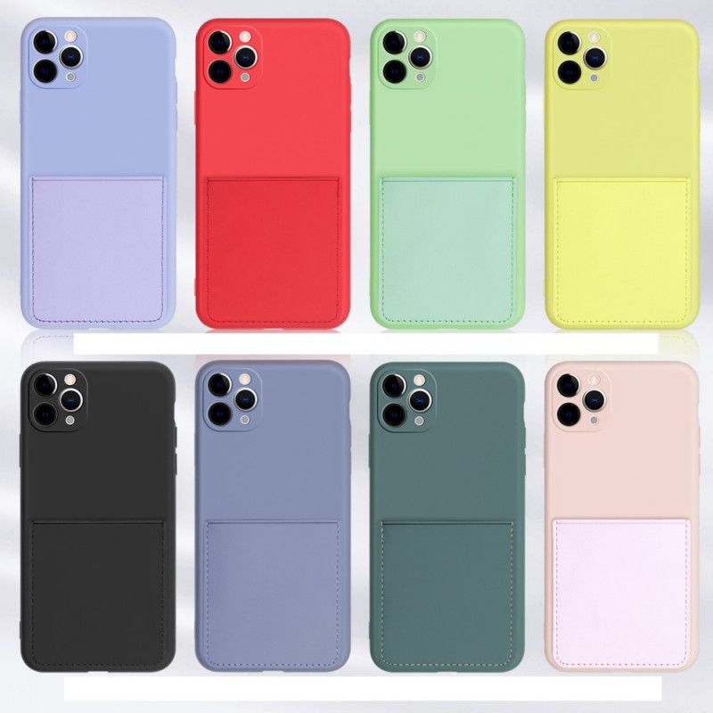 Hoesje voor iPhone 11 Pro Rood Zwart Kaarthouder Van Siliconen En Kunstleer