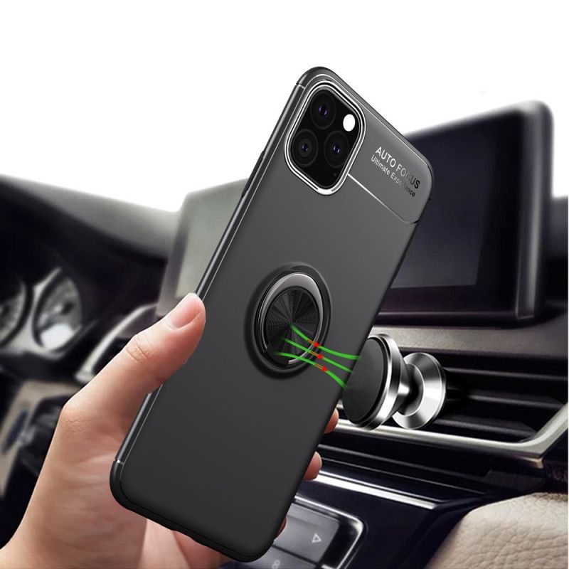 Hoesje voor iPhone 11 Pro Rood Zwart Roterende Ring