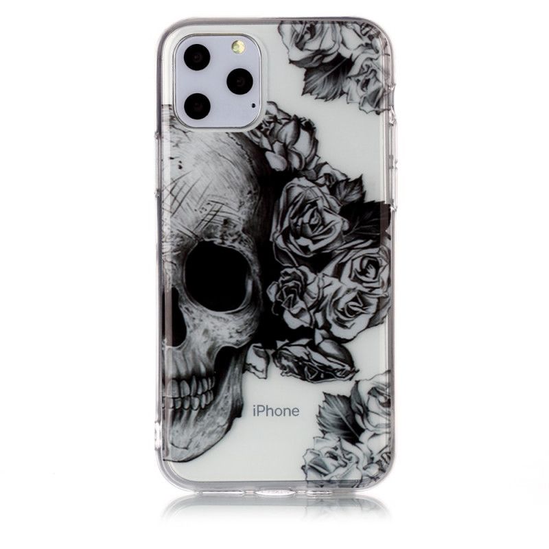 Hoesje voor iPhone 11 Pro Transparant Gebloemde Schedel