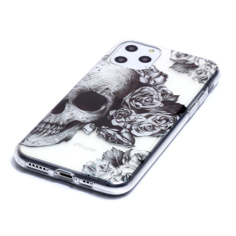 Hoesje voor iPhone 11 Pro Transparant Gebloemde Schedel