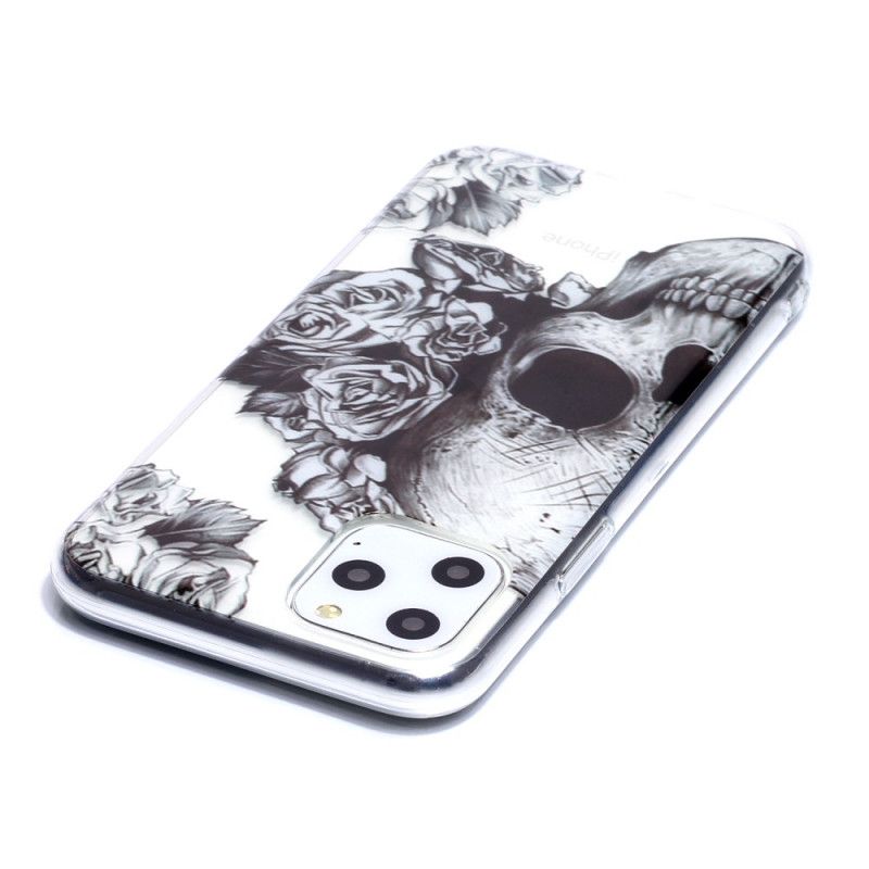 Hoesje voor iPhone 11 Pro Transparant Gebloemde Schedel