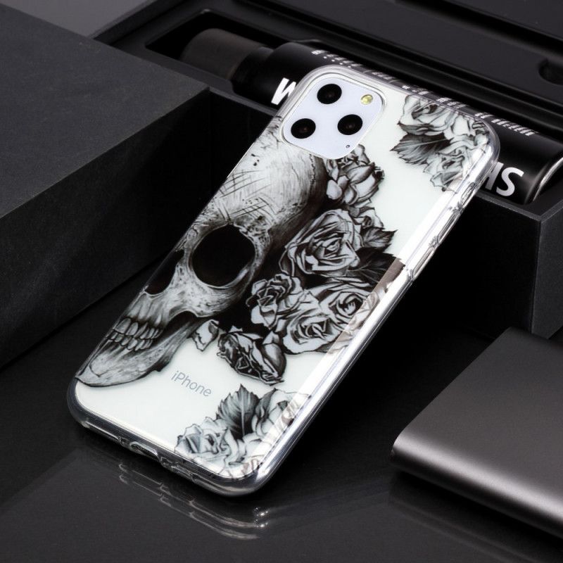 Hoesje voor iPhone 11 Pro Transparant Gebloemde Schedel
