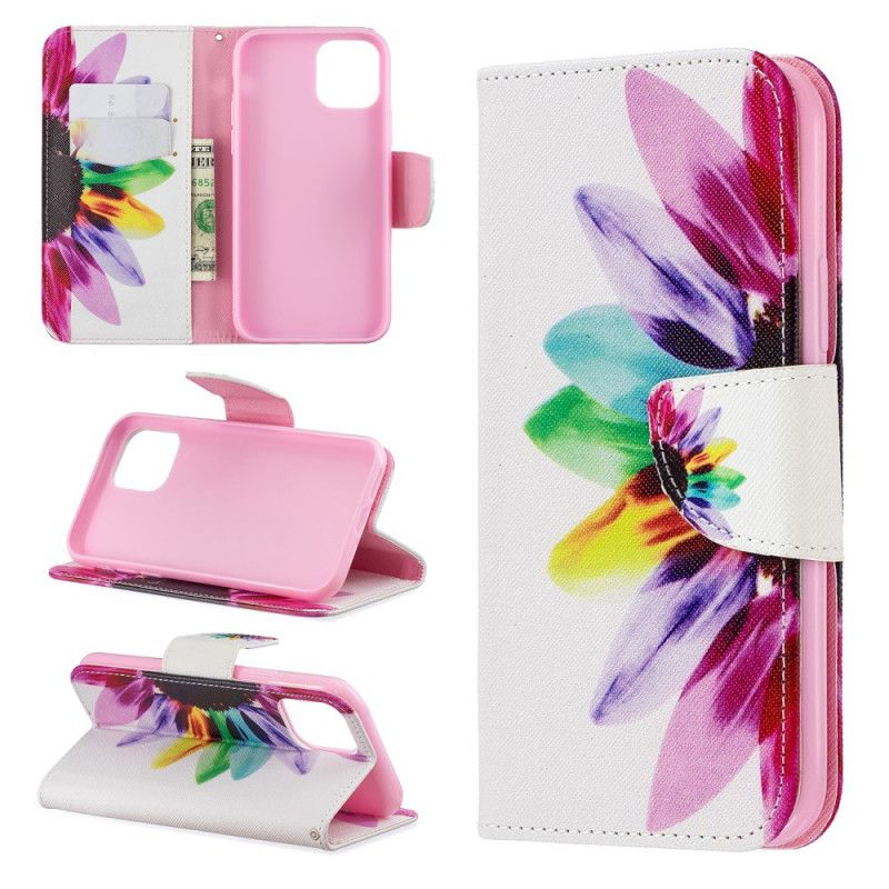 Leren Hoesje iPhone 11 Pro Aquarelbloem