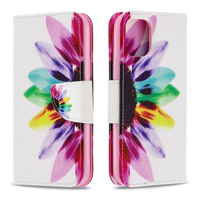 Leren Hoesje iPhone 11 Pro Aquarelbloem