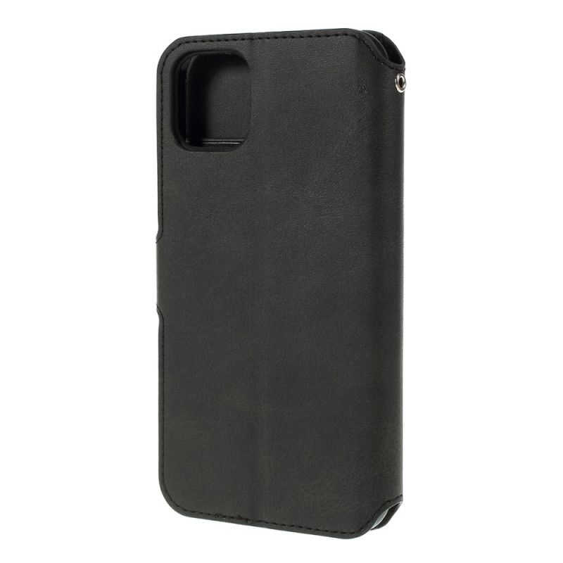 Leren Hoesje iPhone 11 Pro Grijs Zwart Leereffect Azns