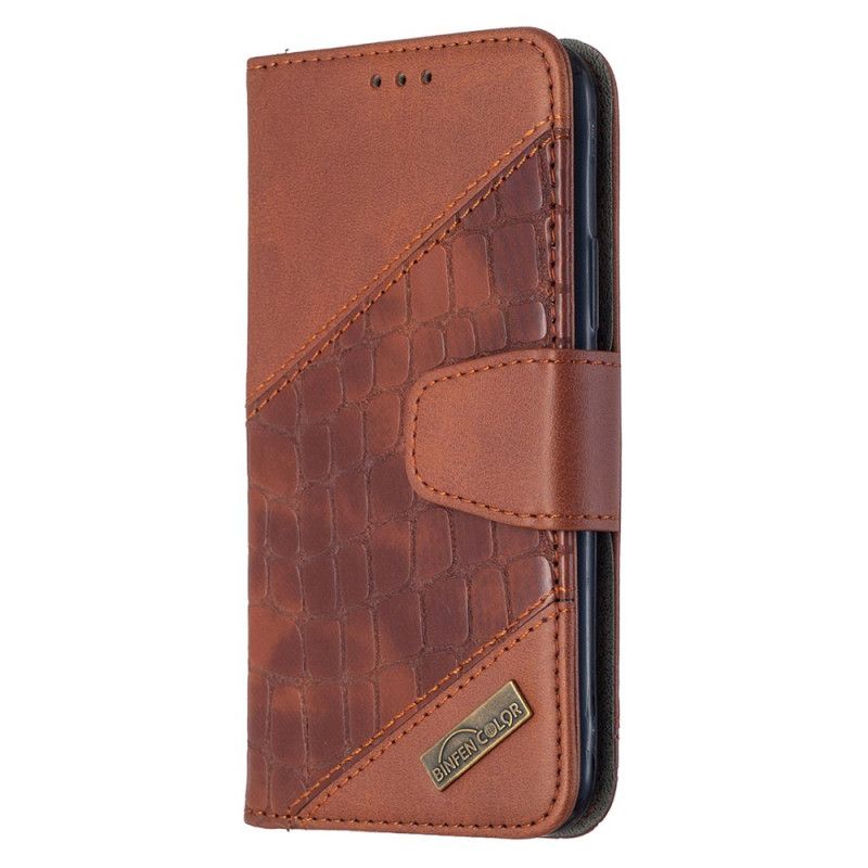 Leren Hoesje iPhone 11 Pro Grijs Zwart Telefoonhoesje Klassiek Krokodillenleereffect