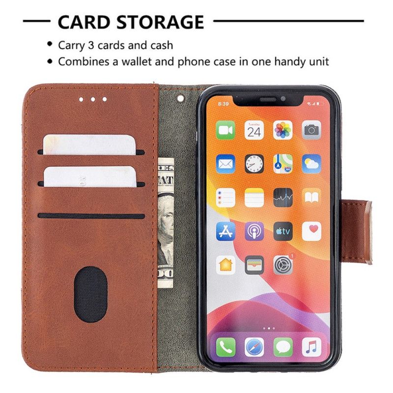 Leren Hoesje iPhone 11 Pro Grijs Zwart Telefoonhoesje Klassiek Krokodillenleereffect