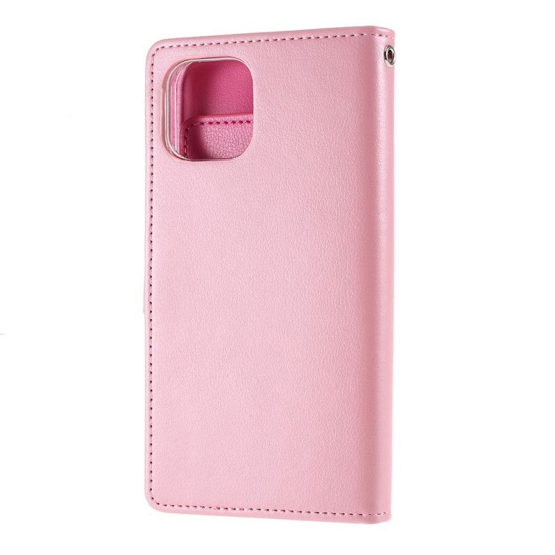 Leren Hoesje iPhone 11 Pro Magenta Zwart Kwik Metalen Sluiting