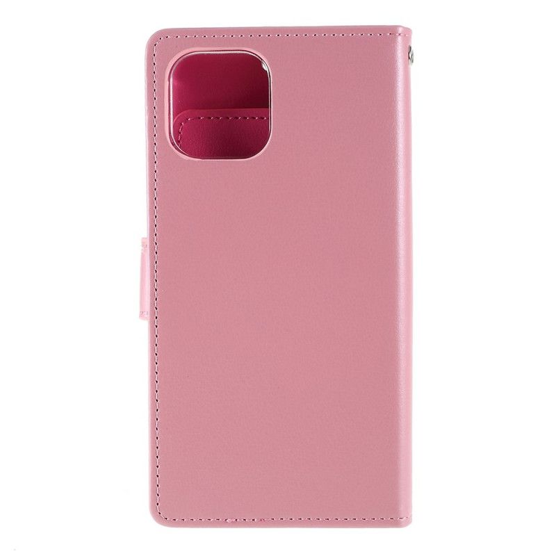 Leren Hoesje iPhone 11 Pro Magenta Zwart Kwik Metalen Sluiting