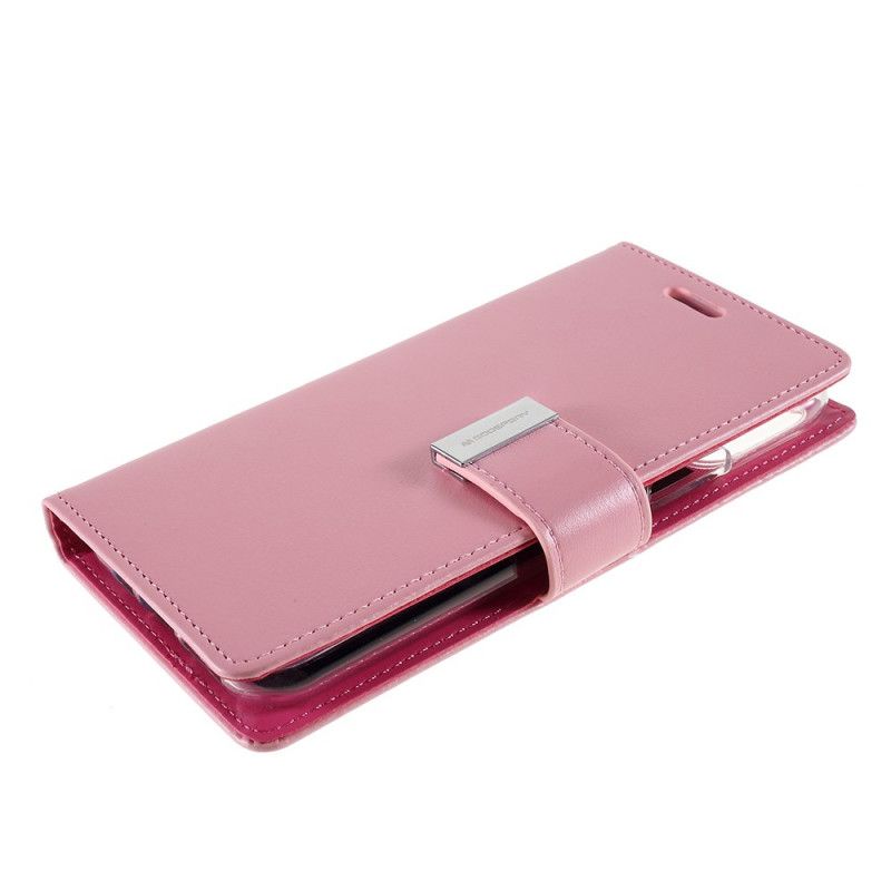 Leren Hoesje iPhone 11 Pro Magenta Zwart Kwik Metalen Sluiting