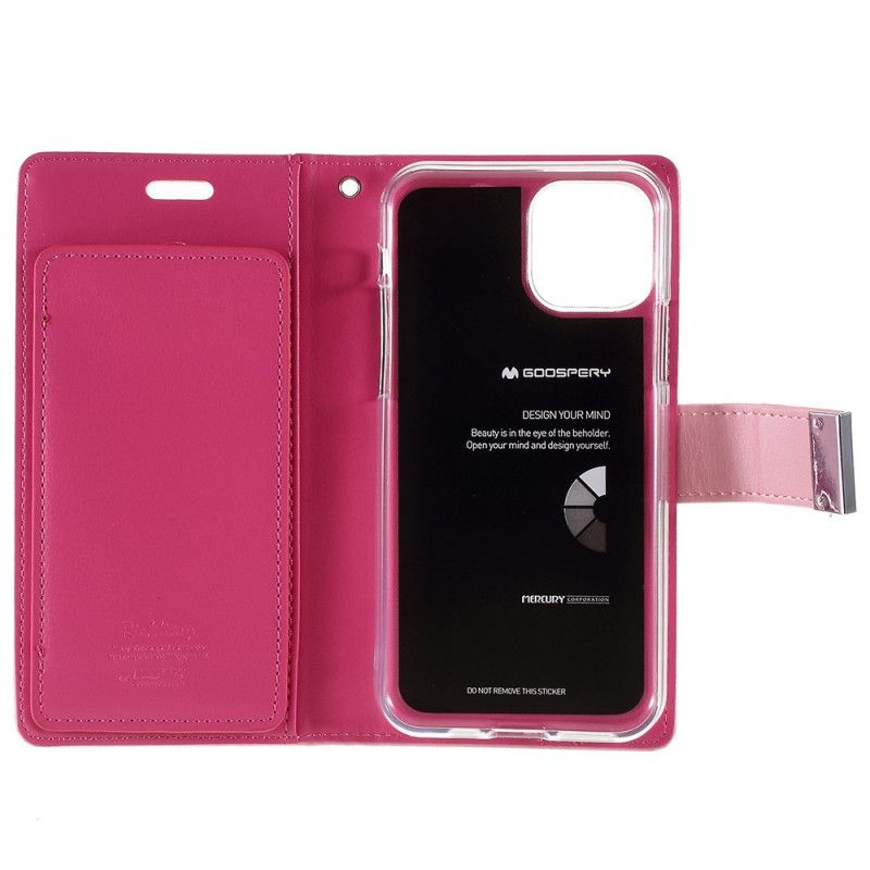 Leren Hoesje iPhone 11 Pro Magenta Zwart Kwik Metalen Sluiting