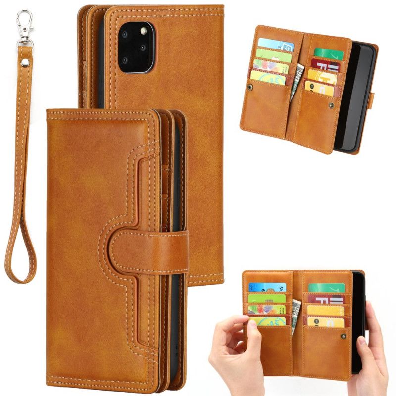 Leren Hoesje voor iPhone 11 Pro Bruin Zwart Multifunctioneel Splitleer