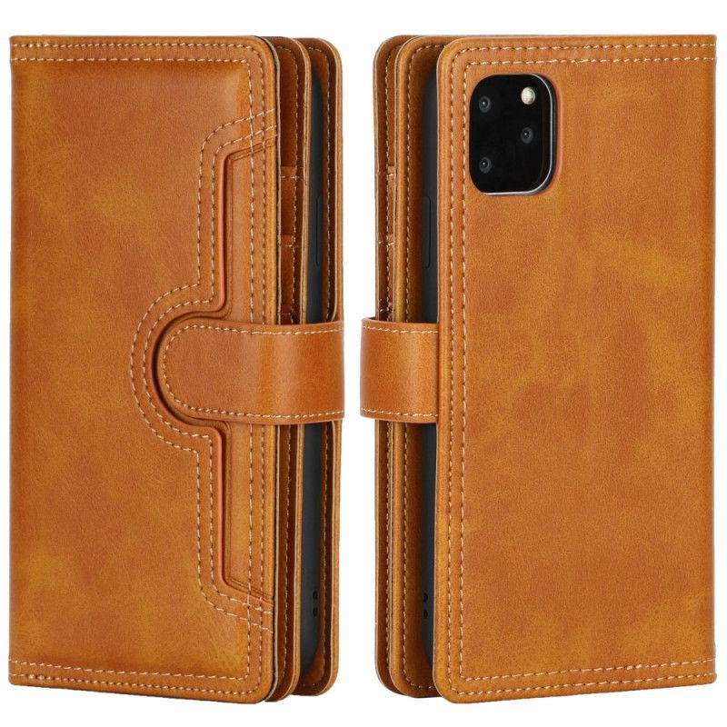 Leren Hoesje voor iPhone 11 Pro Bruin Zwart Multifunctioneel Splitleer