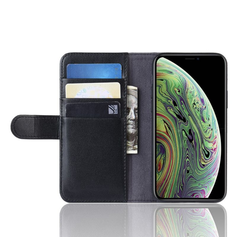 Leren Hoesje voor iPhone 11 Pro Bruin Zwart Splitleer