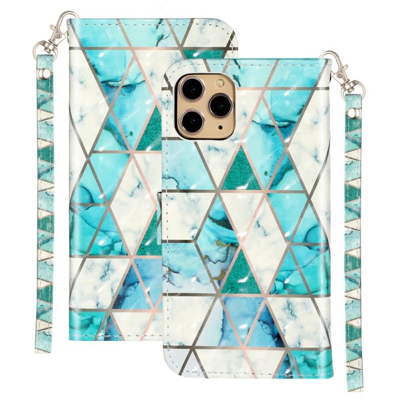Leren Hoesje voor iPhone 11 Pro Marmeren Lichtspots Met Strip