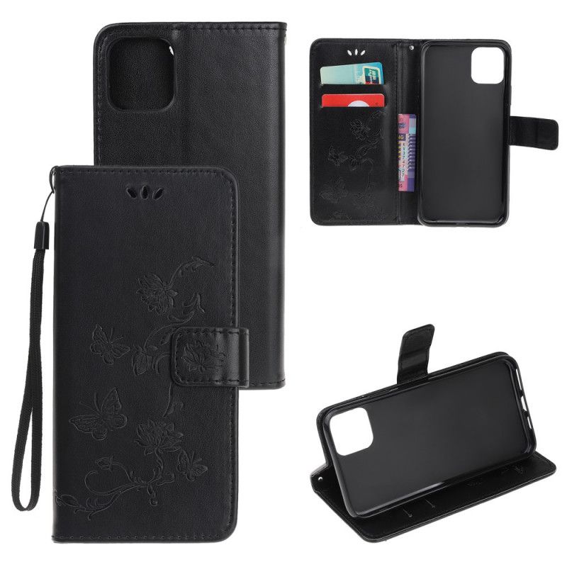 Leren Hoesje voor iPhone 11 Pro Roségoud Gebloemde String