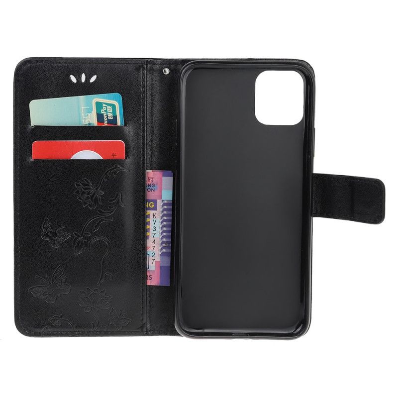 Leren Hoesje voor iPhone 11 Pro Roségoud Gebloemde String