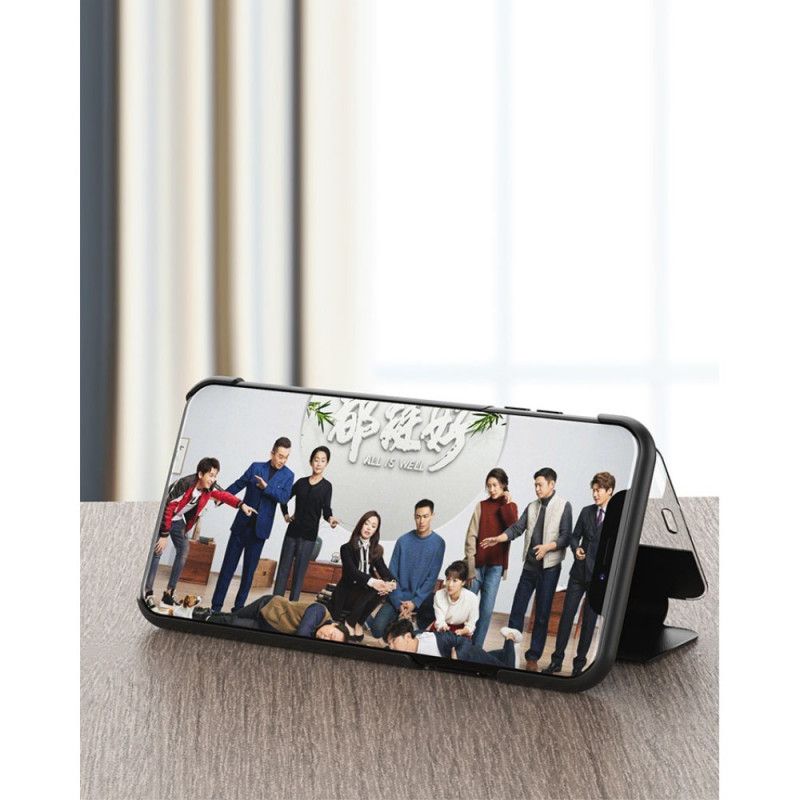 Zichtomslag iPhone 11 Pro Rood Zwart Leereffect Met Textuur