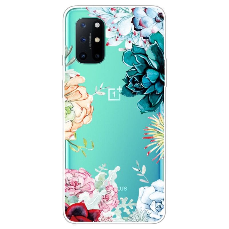 Case Hoesje OnePlus 8T Telefoonhoesje Transparante Aquarelbloemen