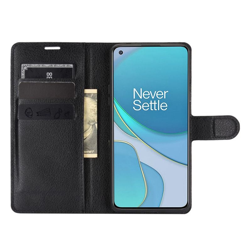 Cover Folio-hoesje OnePlus 8T Wit Zwart Telefoonhoesje Klassiek