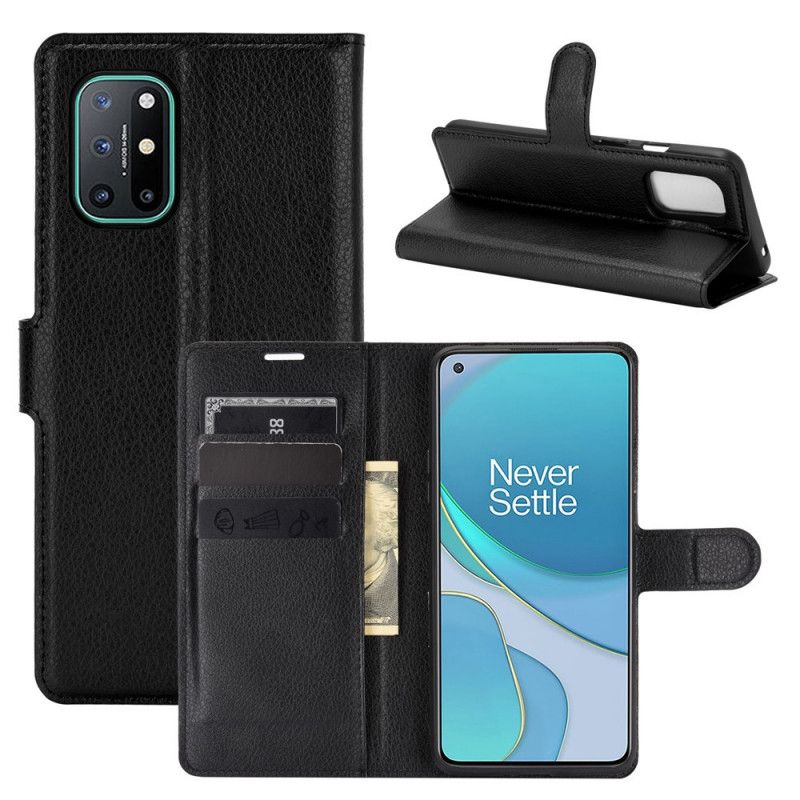 Cover Folio-hoesje OnePlus 8T Wit Zwart Telefoonhoesje Klassiek