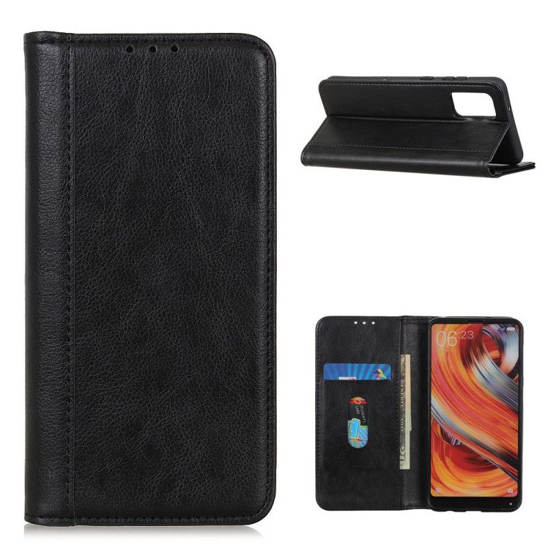 Folio-hoesje OnePlus 8T Donkerblauw Zwart Telefoonhoesje Lychee Splitleder Versie
