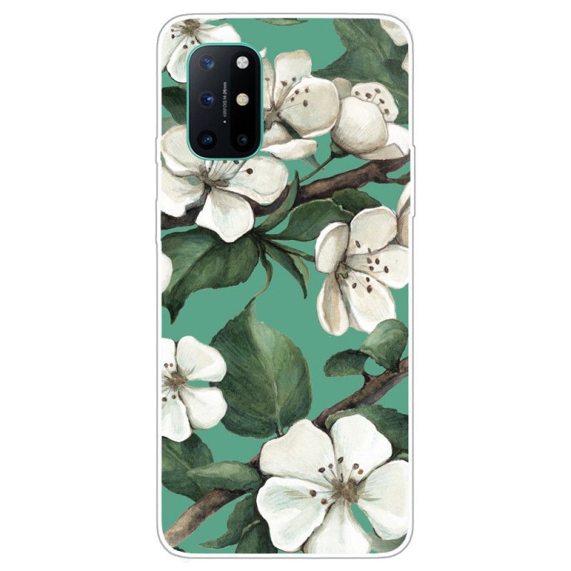 Hoesje OnePlus 8T Geschilderde Witte Bloemen