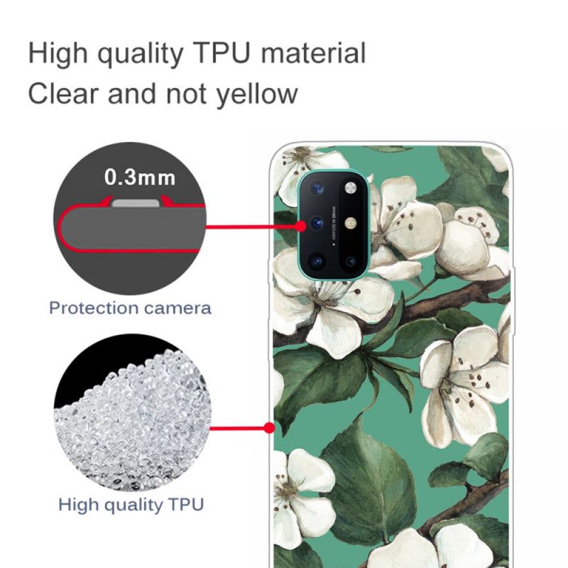 Hoesje OnePlus 8T Geschilderde Witte Bloemen