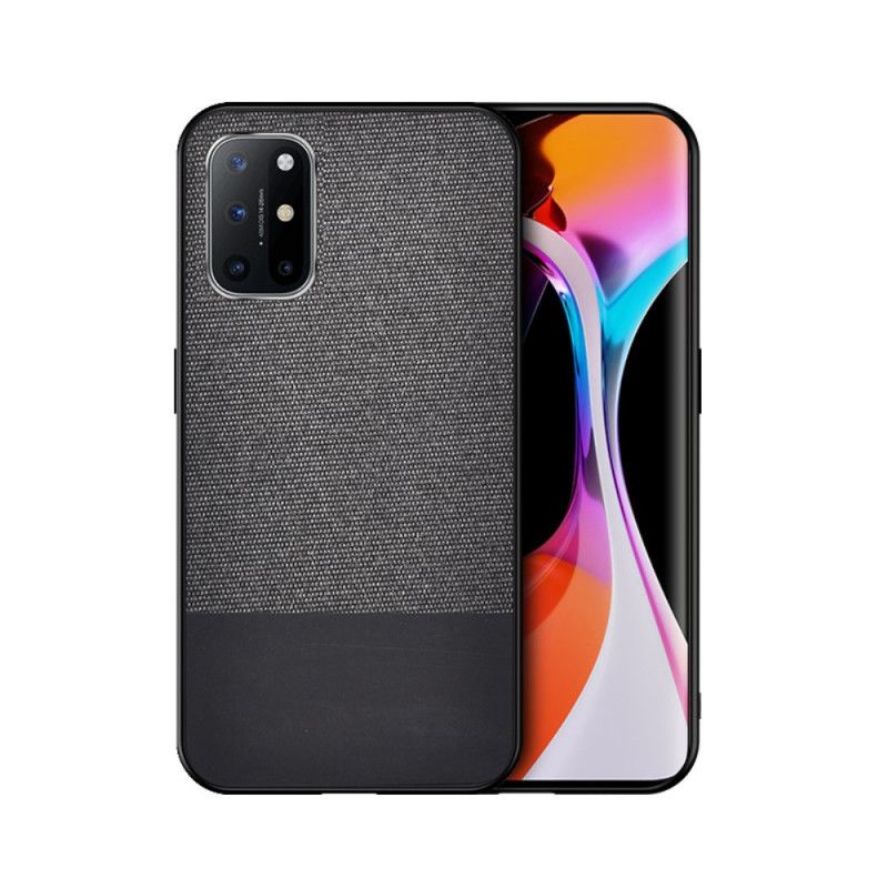 Hoesje OnePlus 8T Grijs Zwart Imitatieleren Bijtpatroon