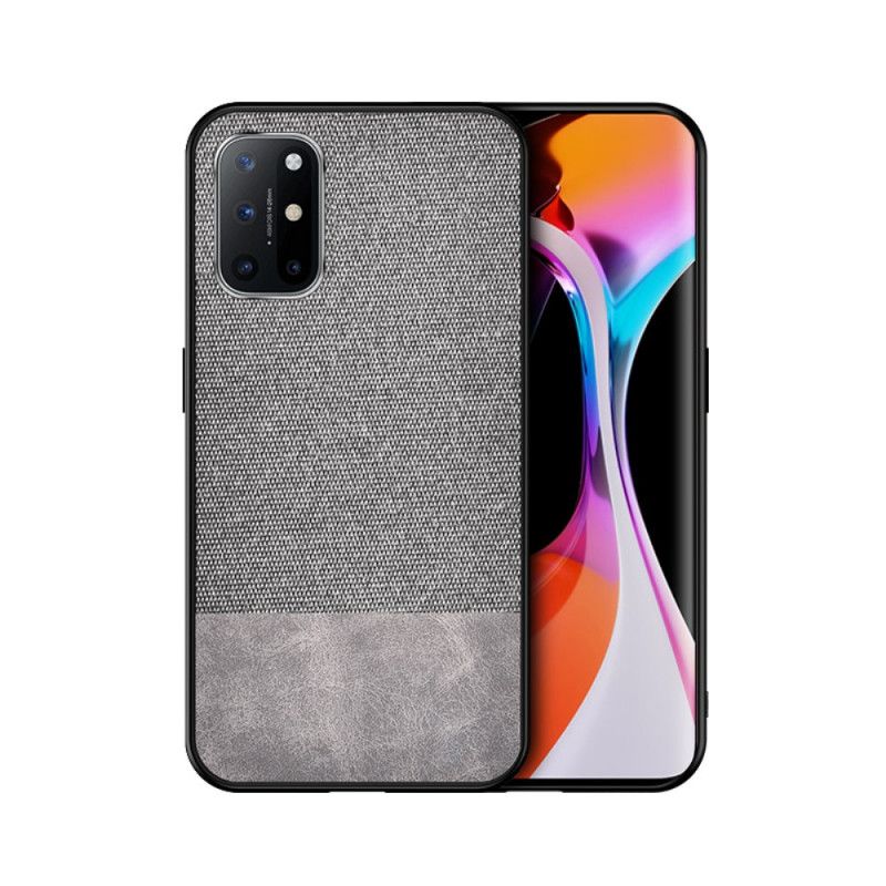 Hoesje OnePlus 8T Grijs Zwart Imitatieleren Bijtpatroon
