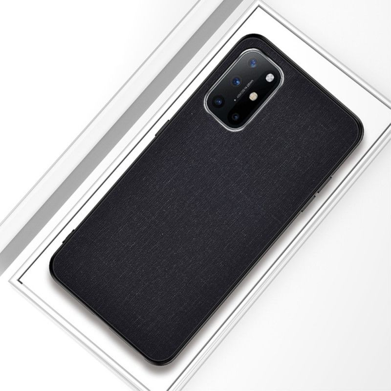 Hoesje OnePlus 8T Grijs Zwart Stof Textuur