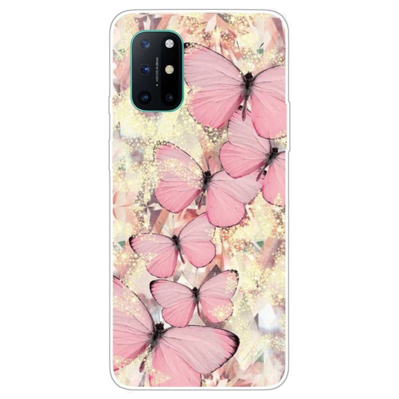 Hoesje OnePlus 8T Paars Roze Vlinders Vlinders