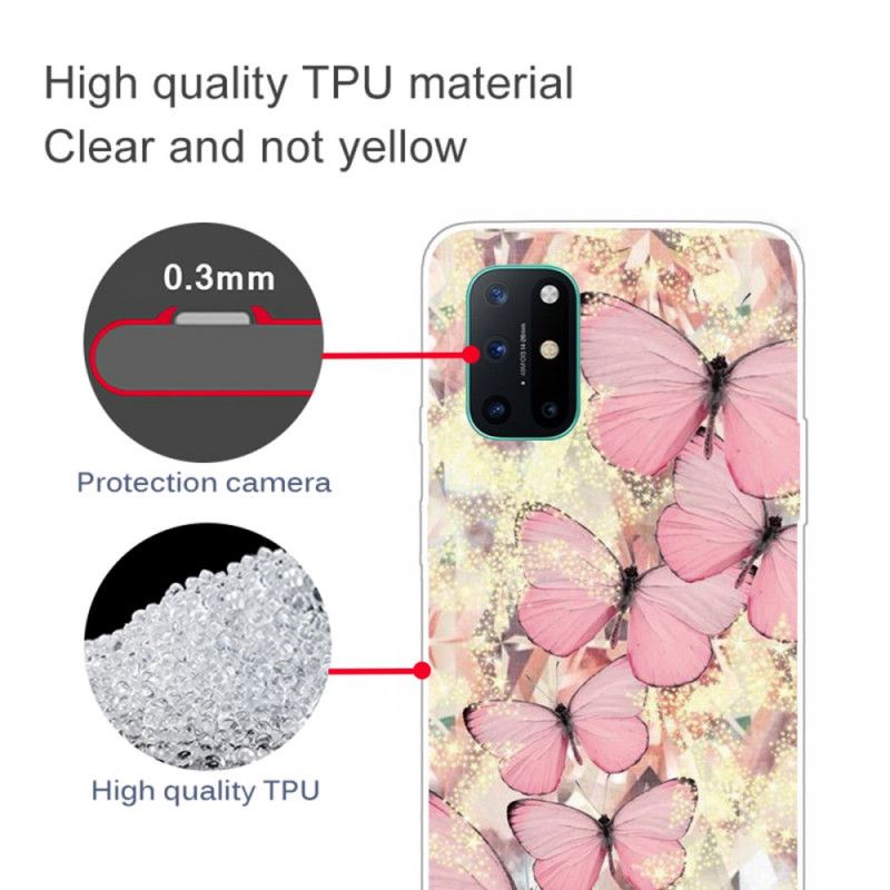 Hoesje OnePlus 8T Paars Roze Vlinders Vlinders