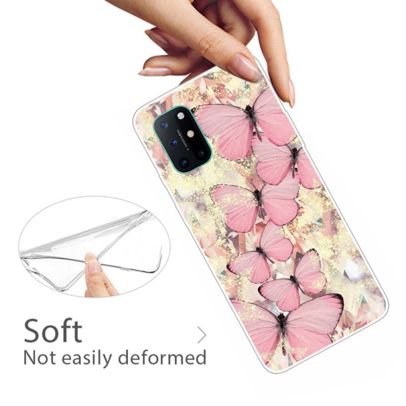 Hoesje OnePlus 8T Paars Roze Vlinders Vlinders