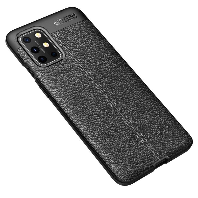Hoesje OnePlus 8T Rood Zwart Dubbellijns Lychee Leereffect
