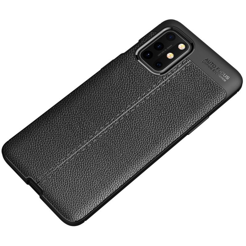 Hoesje OnePlus 8T Rood Zwart Dubbellijns Lychee Leereffect