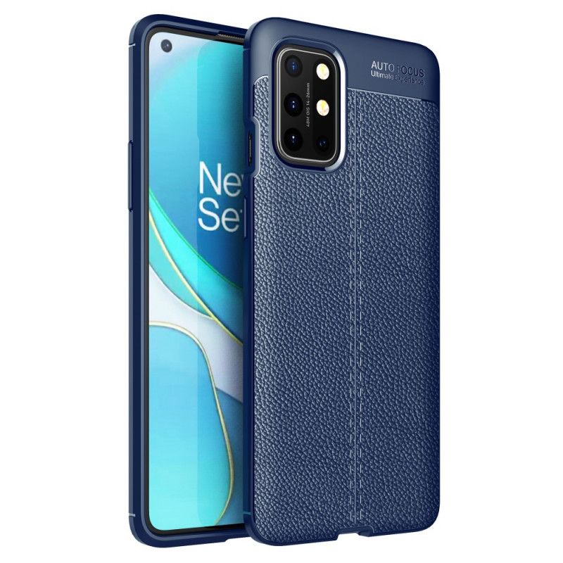 Hoesje OnePlus 8T Rood Zwart Dubbellijns Lychee Leereffect