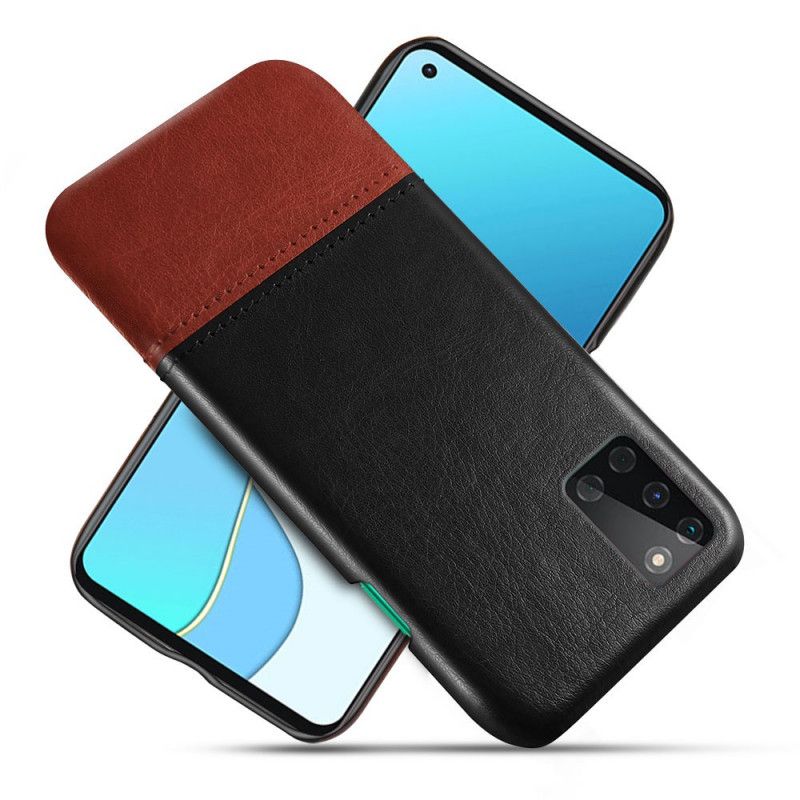 Hoesje OnePlus 8T Rood Zwart Ksq Tweekleurig Leereffect