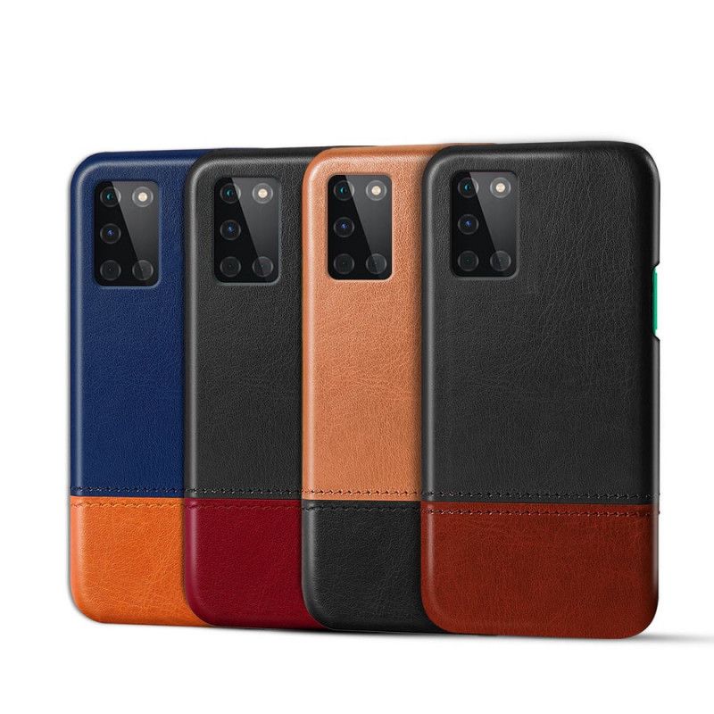 Hoesje OnePlus 8T Rood Zwart Ksq Tweekleurig Leereffect