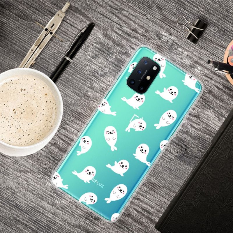 Hoesje OnePlus 8T Telefoonhoesje Transparante Leuke Zeeleeuwen