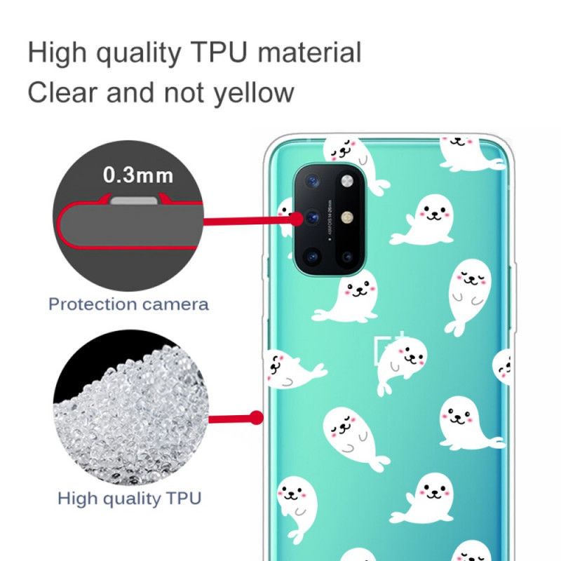 Hoesje OnePlus 8T Telefoonhoesje Transparante Leuke Zeeleeuwen