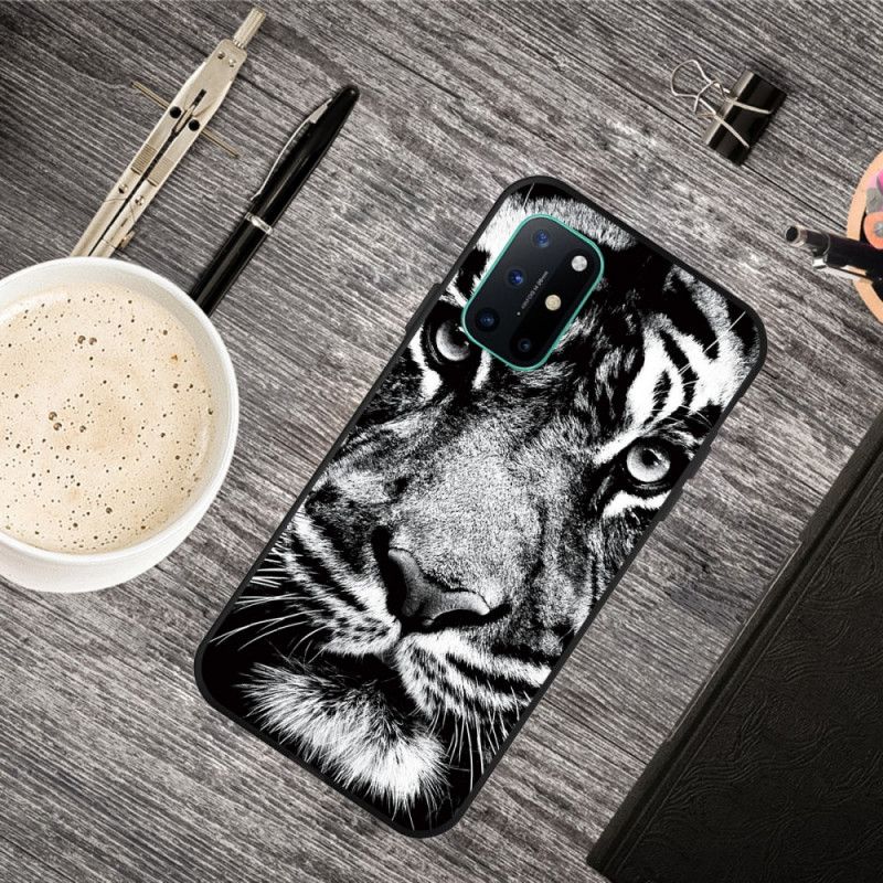 Hoesje OnePlus 8T Telefoonhoesje Zwart-Witte Tijger